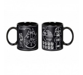 Taza desayuno Halcón Milenario y Estrella de la muerte