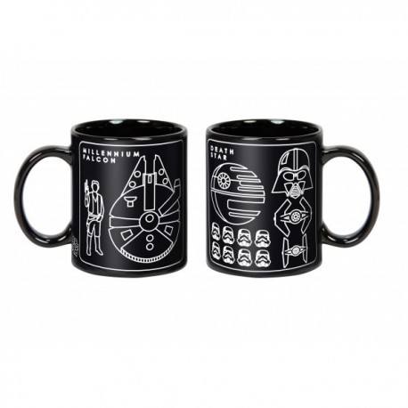 Taza desayuno Halcón Milenario y Estrella de la muerte
