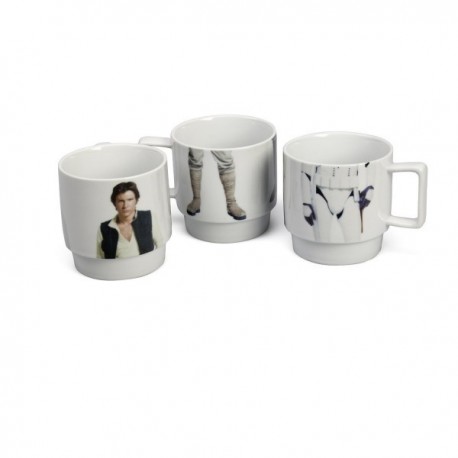 Set de 3 tazas apilables Han Solo, Luke Skywalker y Stormtrooper