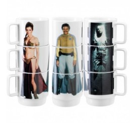 Set de 3 tazas apilables Han Solo en carbonita, Princesa Leia y Lando